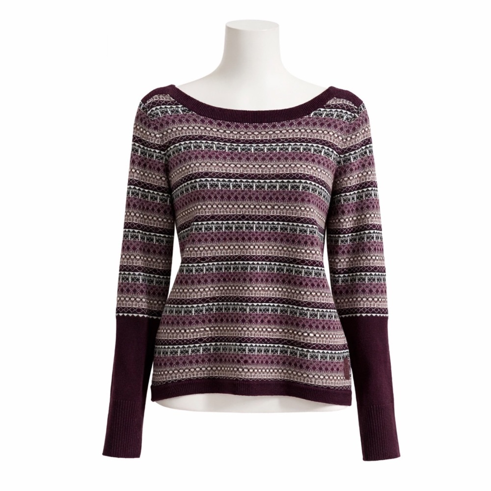 Size S Roots Women’s Fair Isle Jacquard Knit Cardigan Sweater Purple Cottagecore